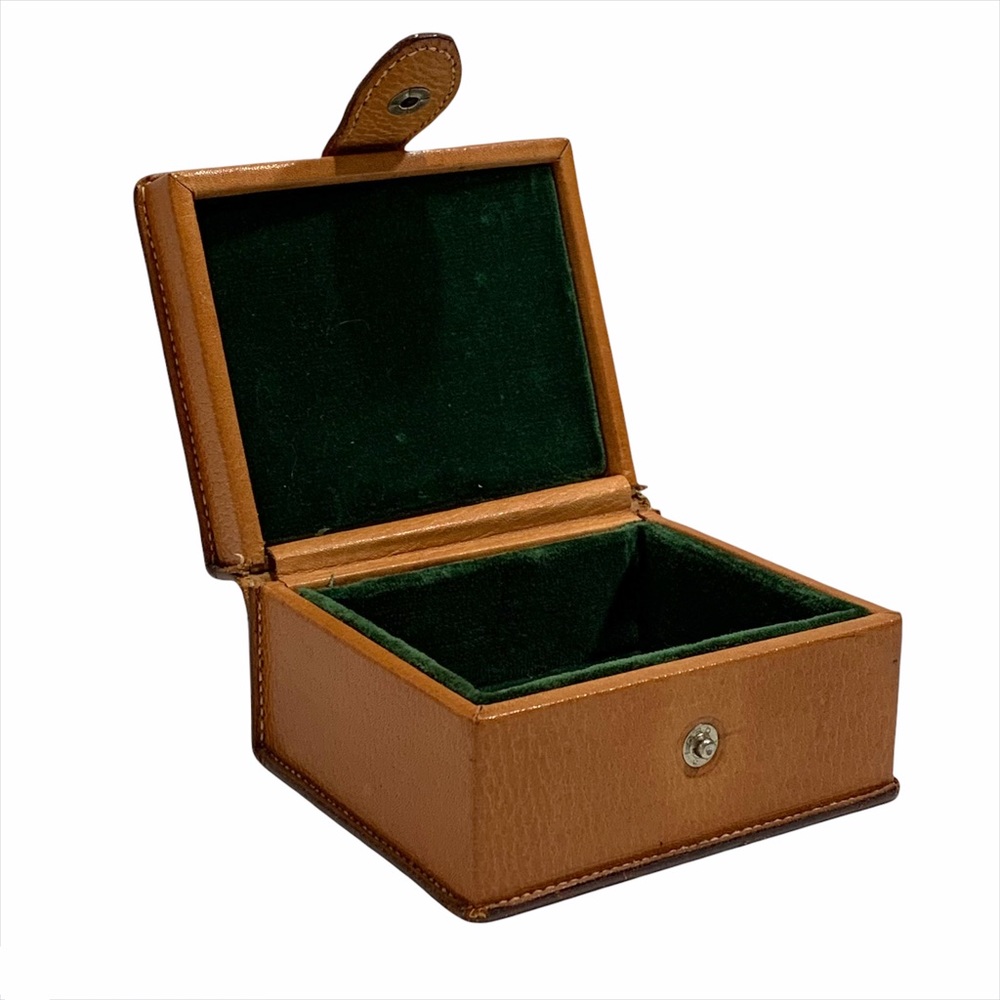 Vintage Leather Velvet Lined Jewelry Box